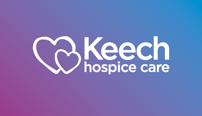 Logo of Keech Hospice Care with two overlapping heart shapes.
