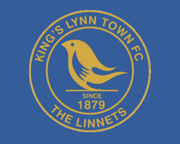 King's Lynn Town FC badge with yellow linnet, since 1879.